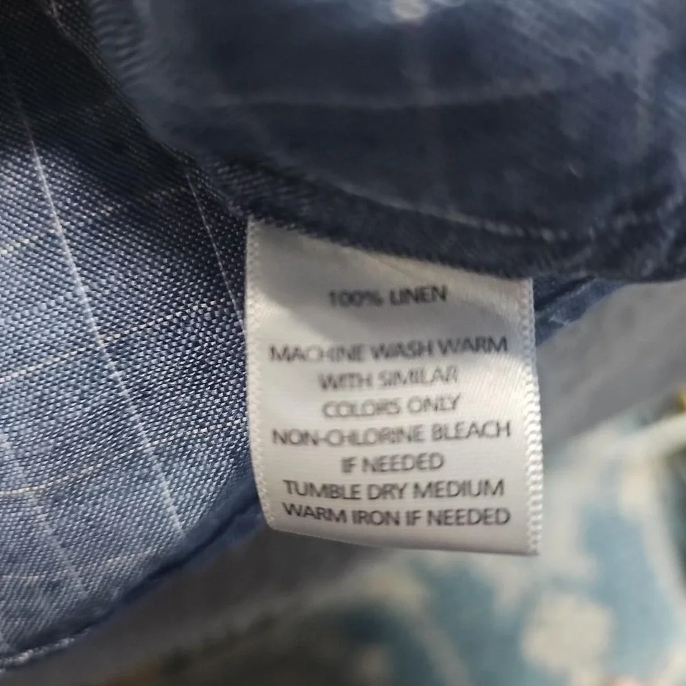 UNTUCKIT Shirt Men XL 100% Linen Ramey Mandarin Collar Grid Check Button Up Blue - Picture 6 of 7